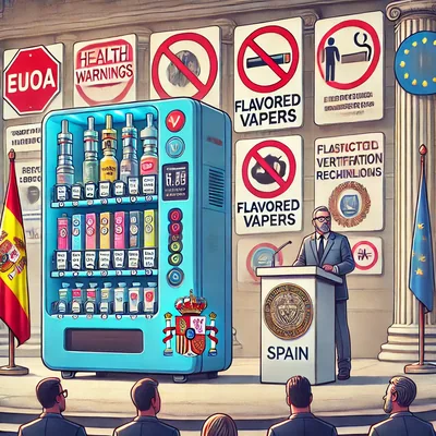 Ilustración sobre la regulación de la venta de vapers en España